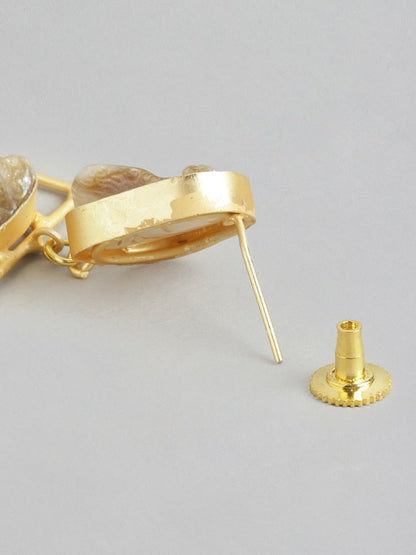 Gold-Plated Mother of Pearl Contemporary Drop Earrings