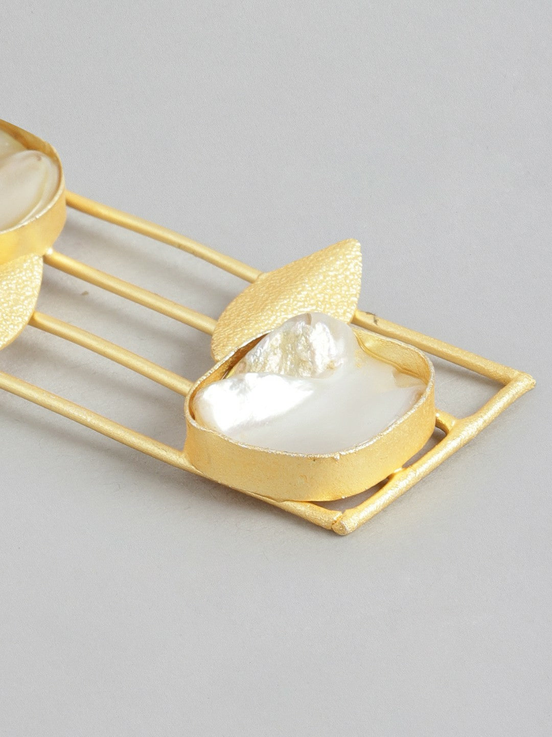 Gold-Plated Mother of Pearl Contemporary Drop Earrings