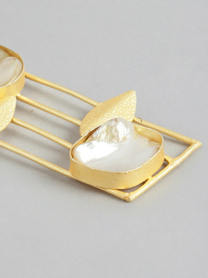 Gold-Plated Mother of Pearl Contemporary Drop Earrings