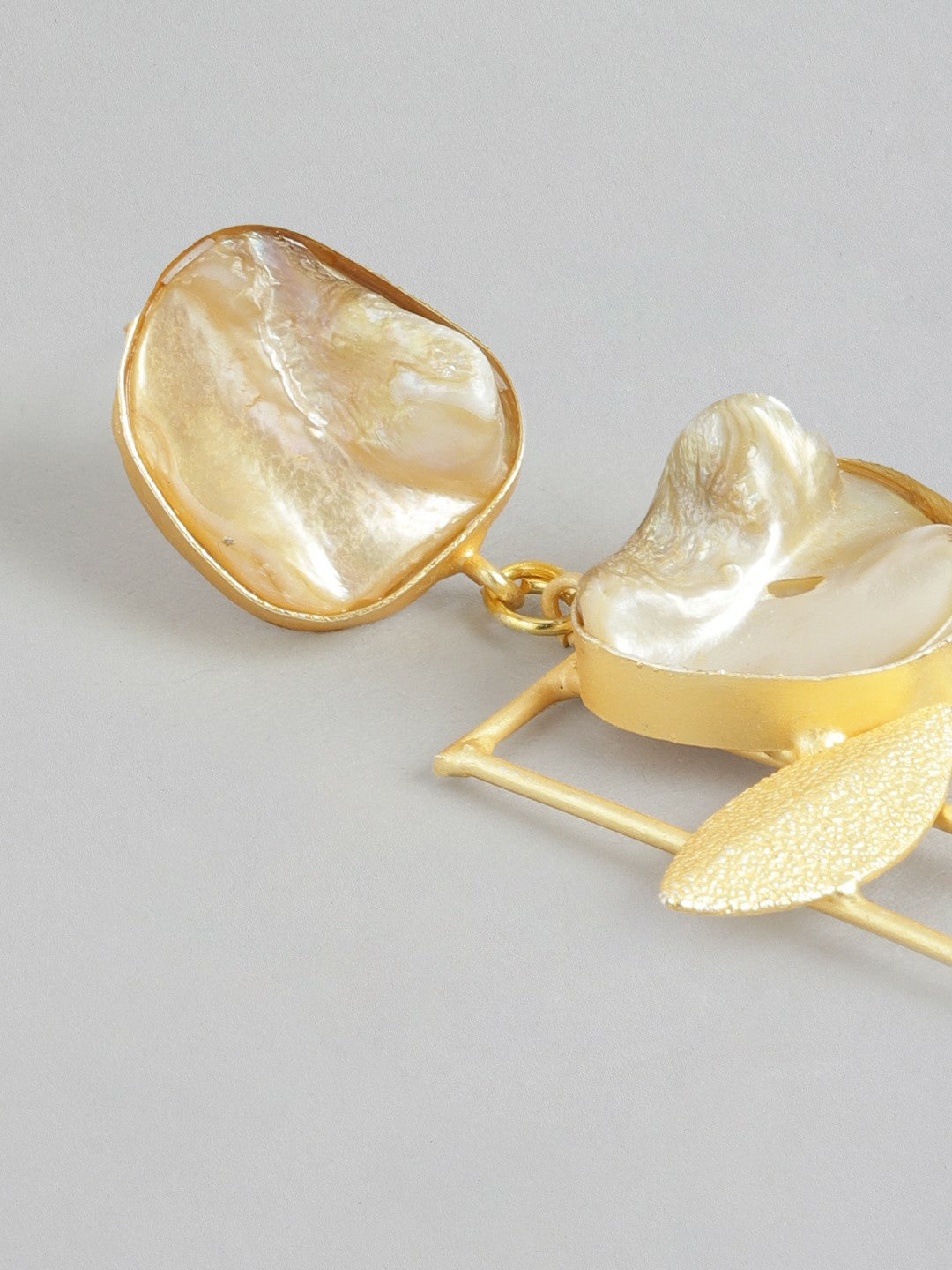 Gold-Plated Mother of Pearl Contemporary Drop Earrings