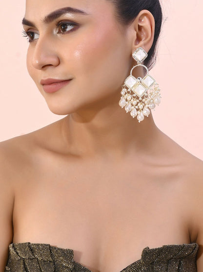 Gold-Toned Classic Drop Earrings with Beads
