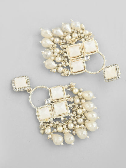 Gold-Toned Classic Drop Earrings with Beads