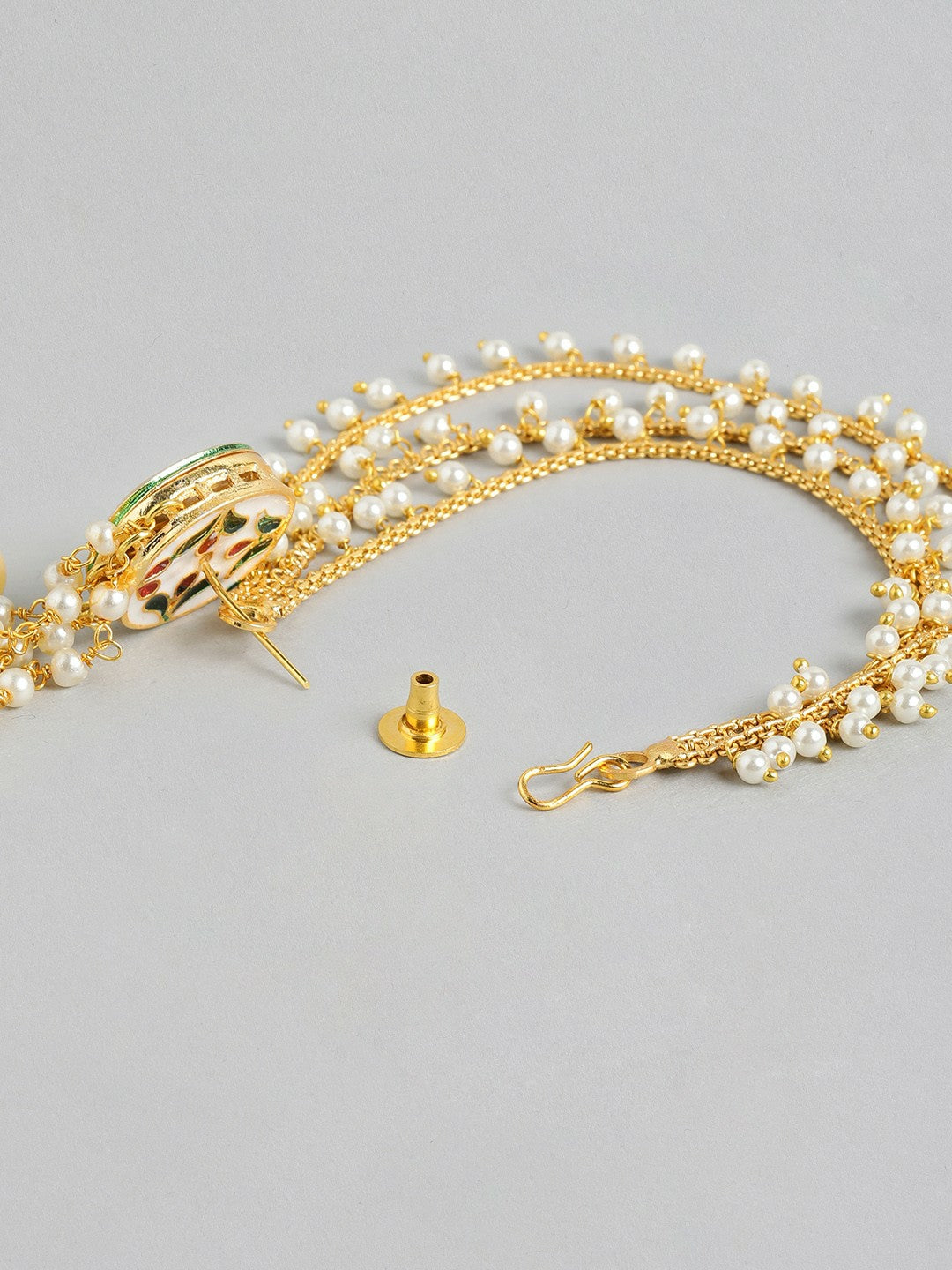 Gold-Plated Stones & Beads Contemporary Jhumkas