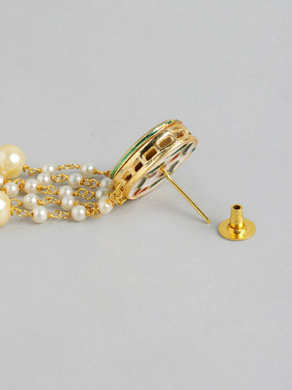 Gold-Plated Stones & Beads Contemporary Jhumkas