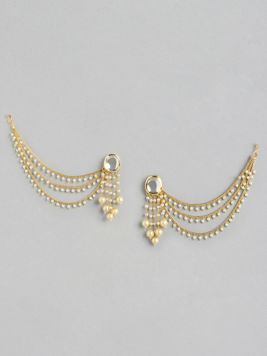 Gold-Plated Stones & Beads Contemporary Jhumkas