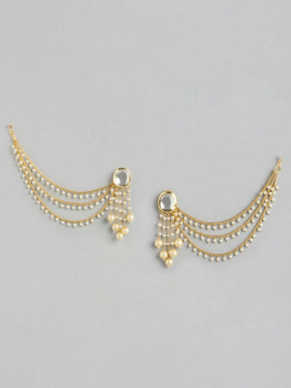 Gold-Plated Stones & Beads Contemporary Jhumkas