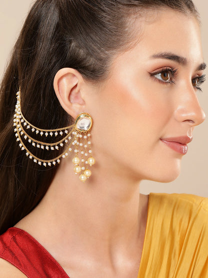 Gold-Plated Stones & Beads Contemporary Jhumkas