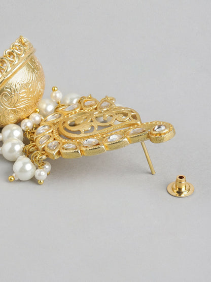 Gold Plated Stone & Bead Classic Jhumkas