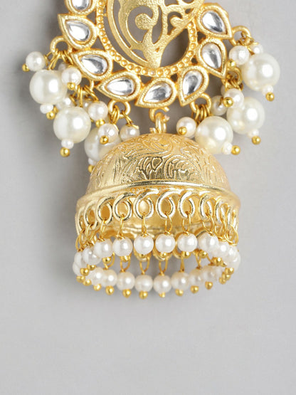 Gold Plated Stone & Bead Classic Jhumkas