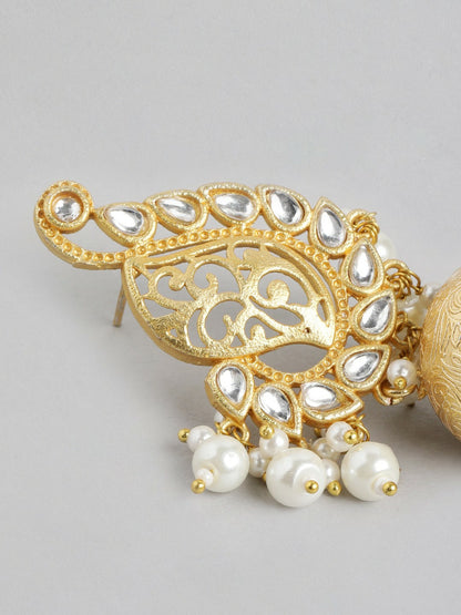 Gold Plated Stone & Bead Classic Jhumkas