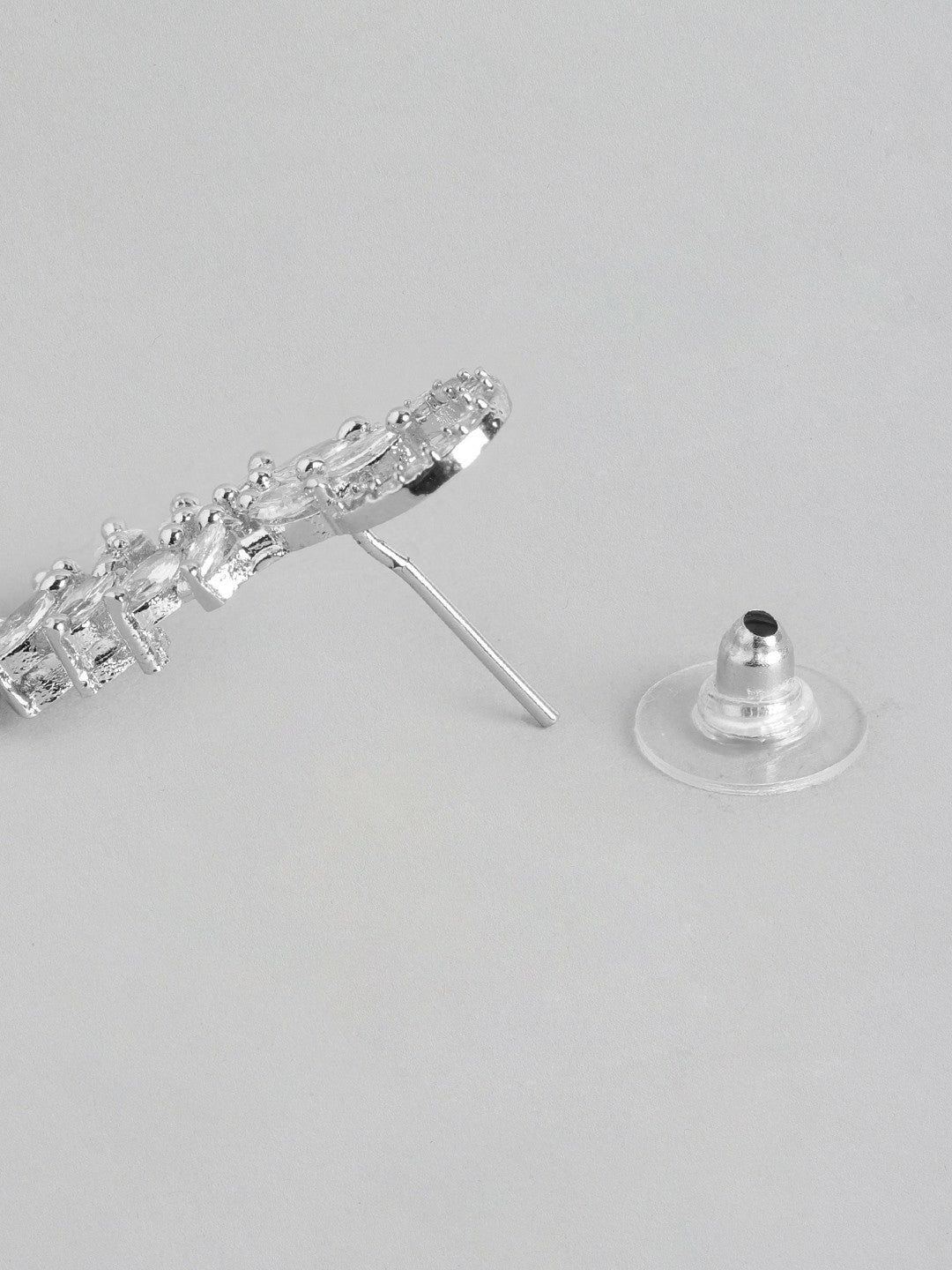 Silver-Plated American Diamond Blue Chandelier Drop Earrings