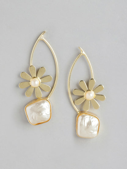 Gold-Plated Mother of Pearl Drop Earrings