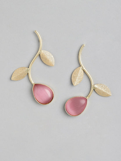 Gold-Plated Pink Beaded Drop Earrings