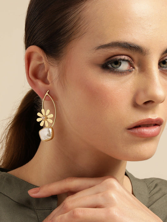 Gold-Plated Mother of Pearl Drop Earrings