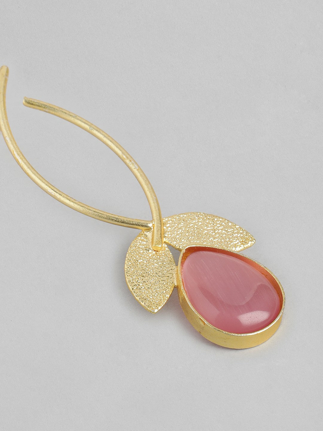 Gold-Plated Pink Beaded Contemporary Drop Earrings
