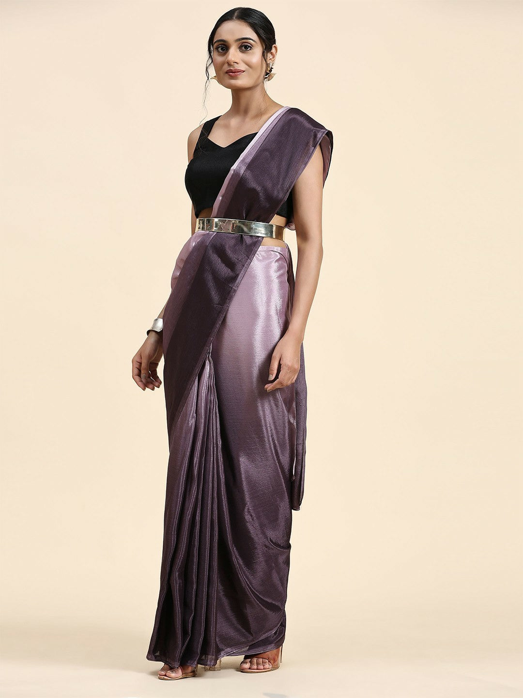 Buy Violet Ombre Saree – Elegant Poly Chiffon Ready-to-Wear Saree | Indiaista