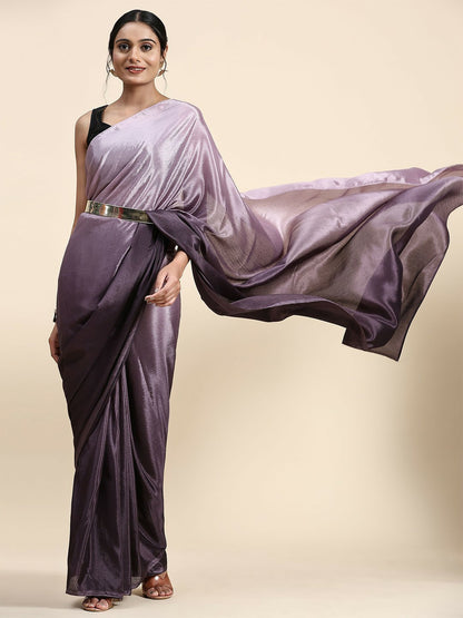 Buy Violet Ombre Saree – Elegant Poly Chiffon Ready-to-Wear Saree | Indiaista