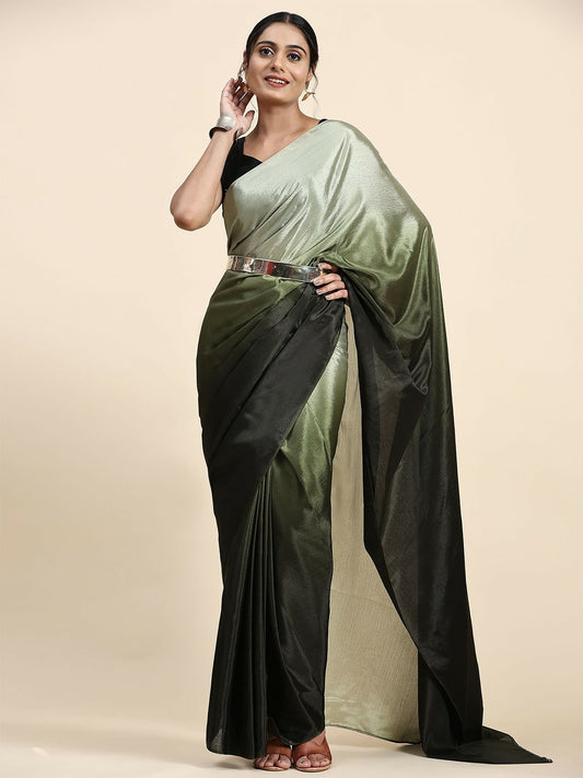 Buy Ombre Green Saree Online – Ready to Wear Saree with Unstitched Blouse | Indiaista