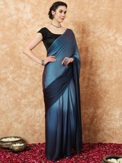 Buy Ombre Dyed Blue Ready to Wear Saree Online – Indiaista