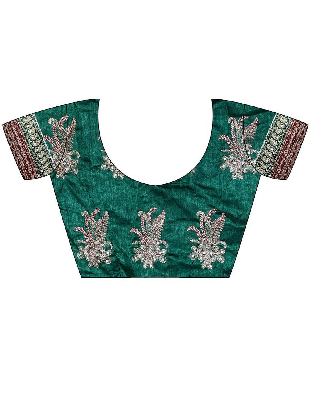 Green & Gold Embellished Sequinned Organza Saree with Blouse Piece