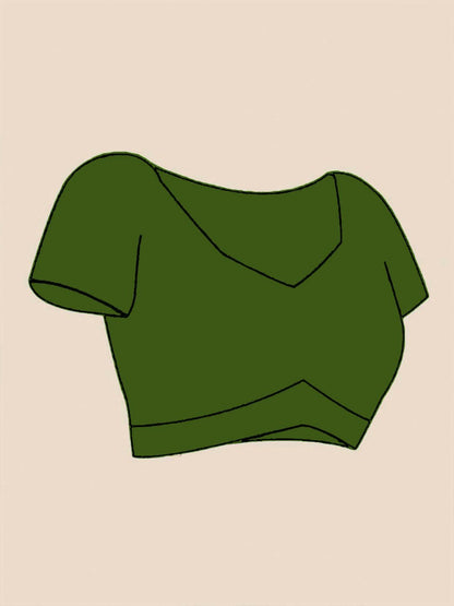 Pure Cotton Green & Pink Khadi Saree with Woven Border