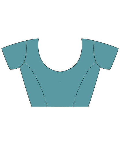 Blue Floral Aari Work Tissue Saree with Embroidered Border