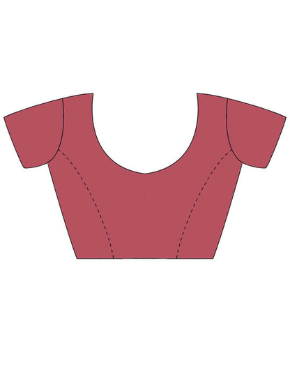 Floral Embroidered Pink & Gold Tissue Saree with Blouse Piece