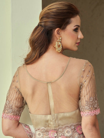 Paisley Sequinned Embellished Pure Georgette Saree