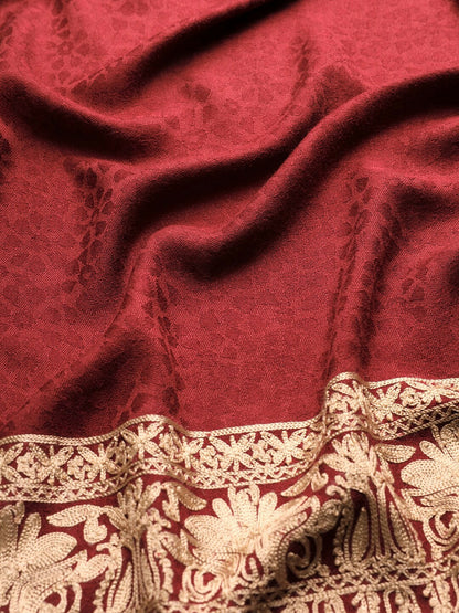 Women Maroon Embroidered Shawl – Elegant & Stylish | Indiaista