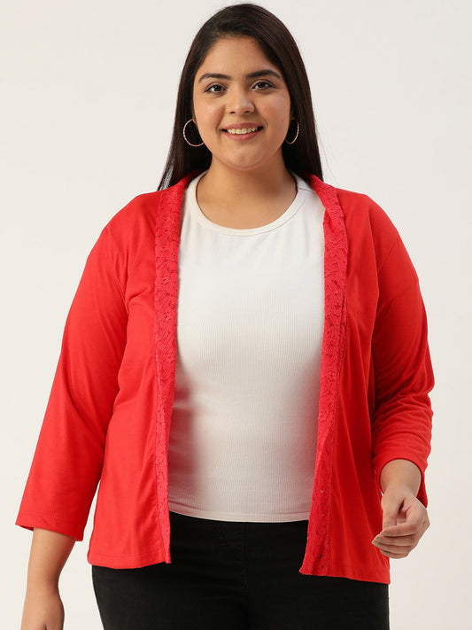 Buy Women’s Plus Size Red Open Front Shrug – Stylish & Comfortable | Indiaista