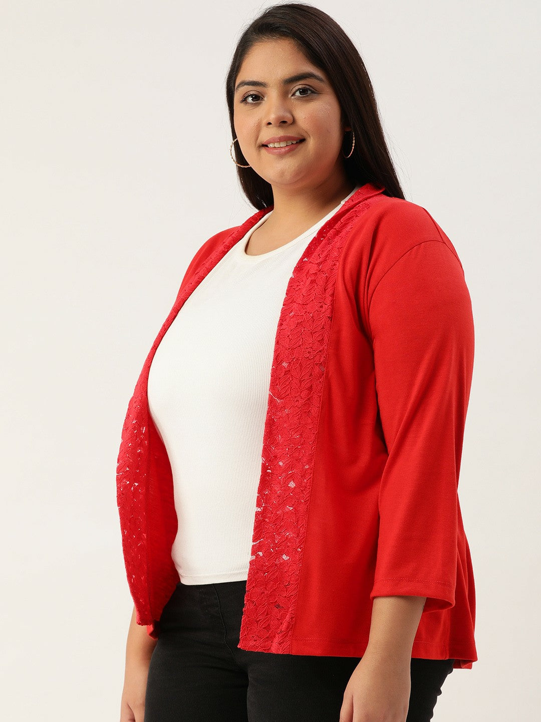 Buy Women’s Plus Size Red Open Front Shrug – Stylish & Comfortable | Indiaista