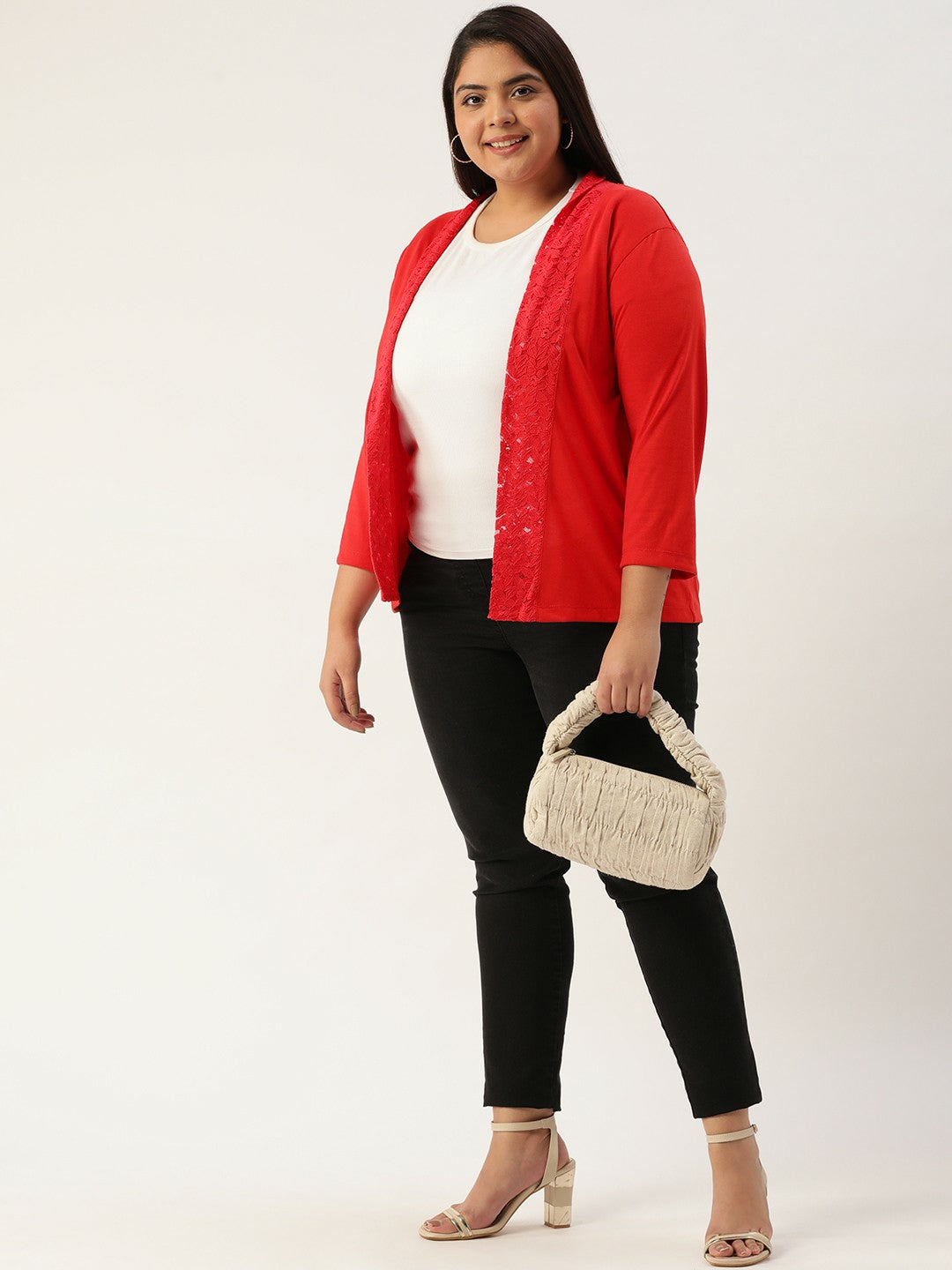 Buy Women’s Plus Size Red Open Front Shrug – Stylish & Comfortable | Indiaista