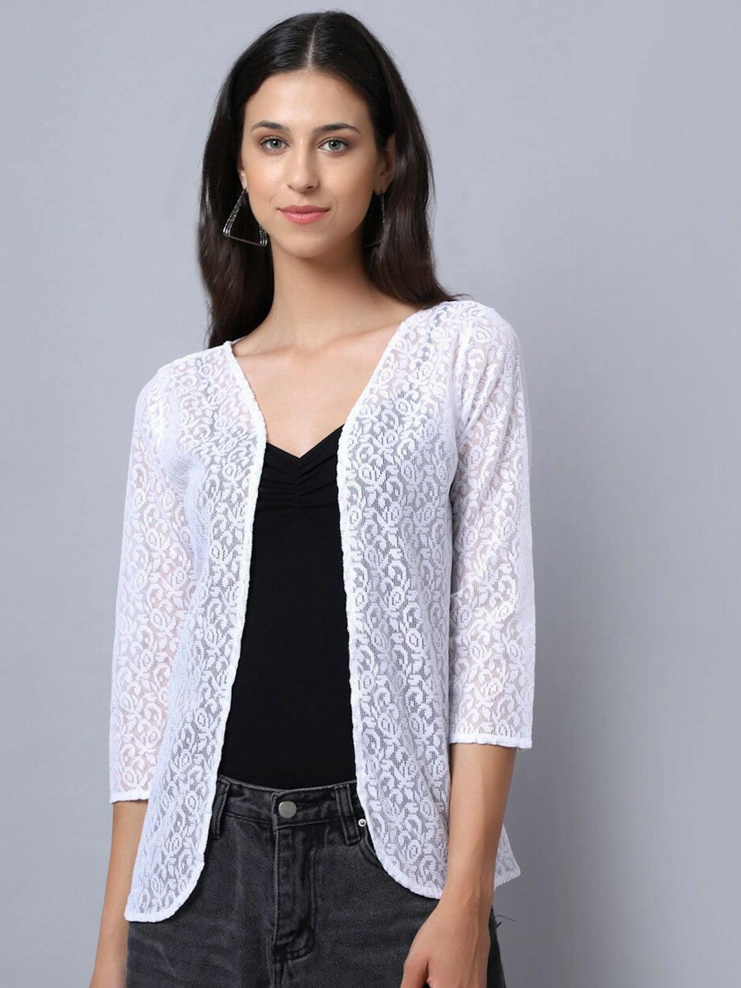 Buy Women White Self-Design Shrug - Stylish & Comfortable | Indiaista