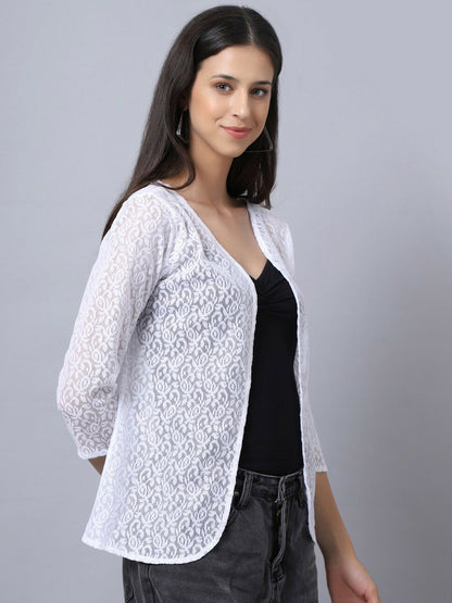 Buy Women White Self-Design Shrug - Stylish & Comfortable | Indiaista