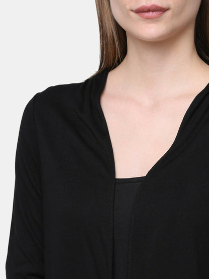 Women Black Solid Open Front Shrug - Stylish & Comfortable | Indiaista