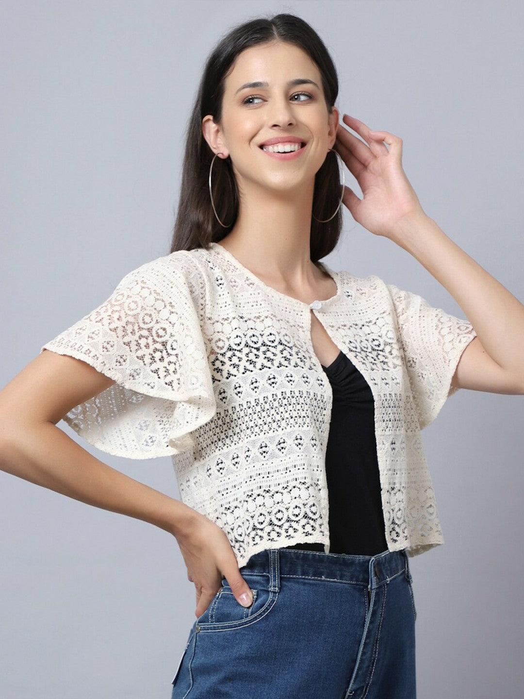 Buy Women’s Off White Bohemian Shrug – Stylish & Lightweight | Indiaista