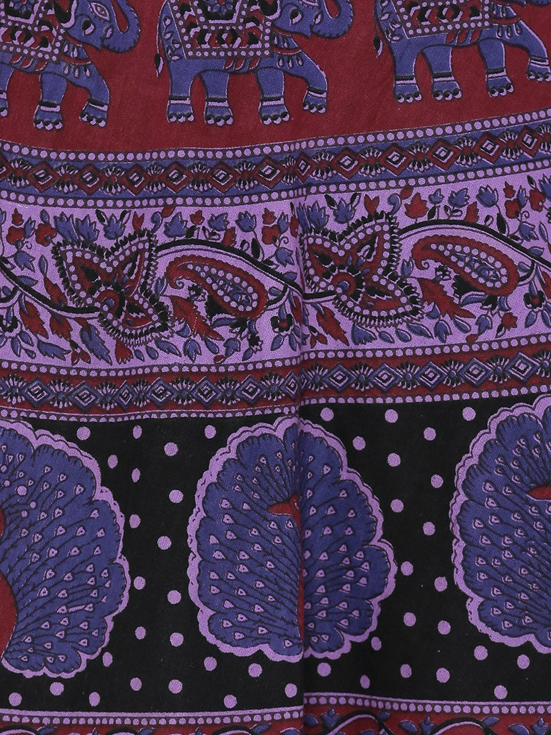 Women’s Purple Ethnic Print Boho Maxi Skirt | Vintage Bohemian Wrap-Around Cotton Skirt