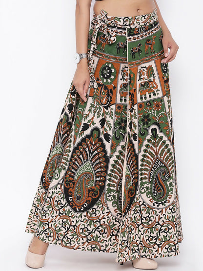 Vintage Bohemian Multicoloured Wrap Around Maxi Skirt for Women | Flared Boho Style