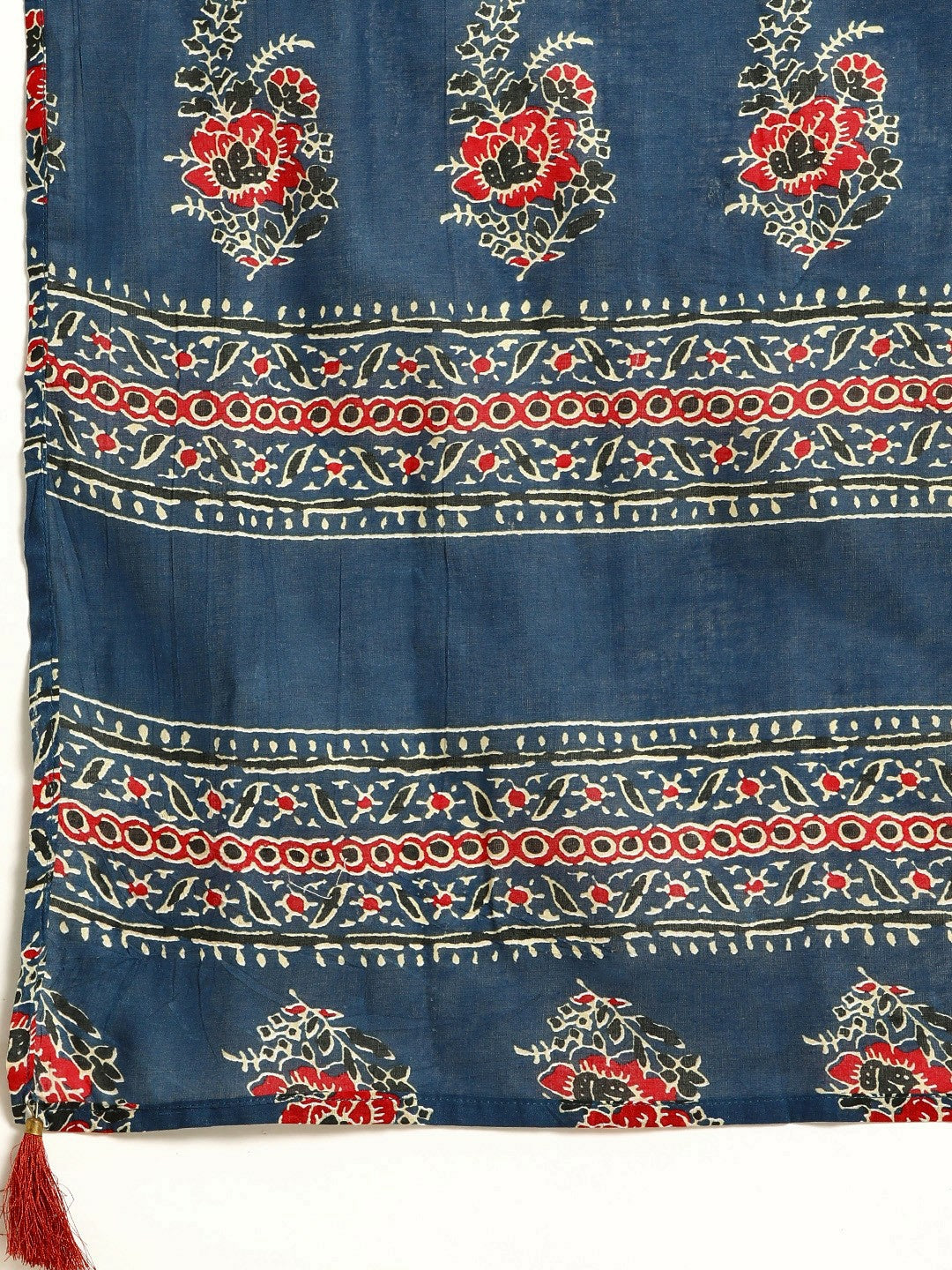 Women’s Blue Ethnic Motifs Cotton Kurta Set with Palazzos & Dupatta - Indiaista