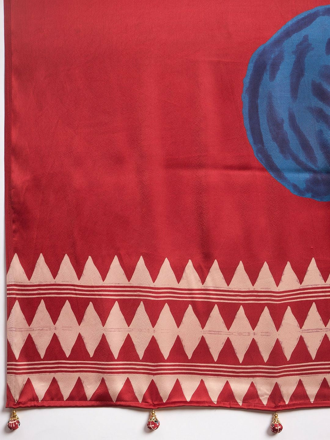 Red & Blue Striped Saree with Solid Border