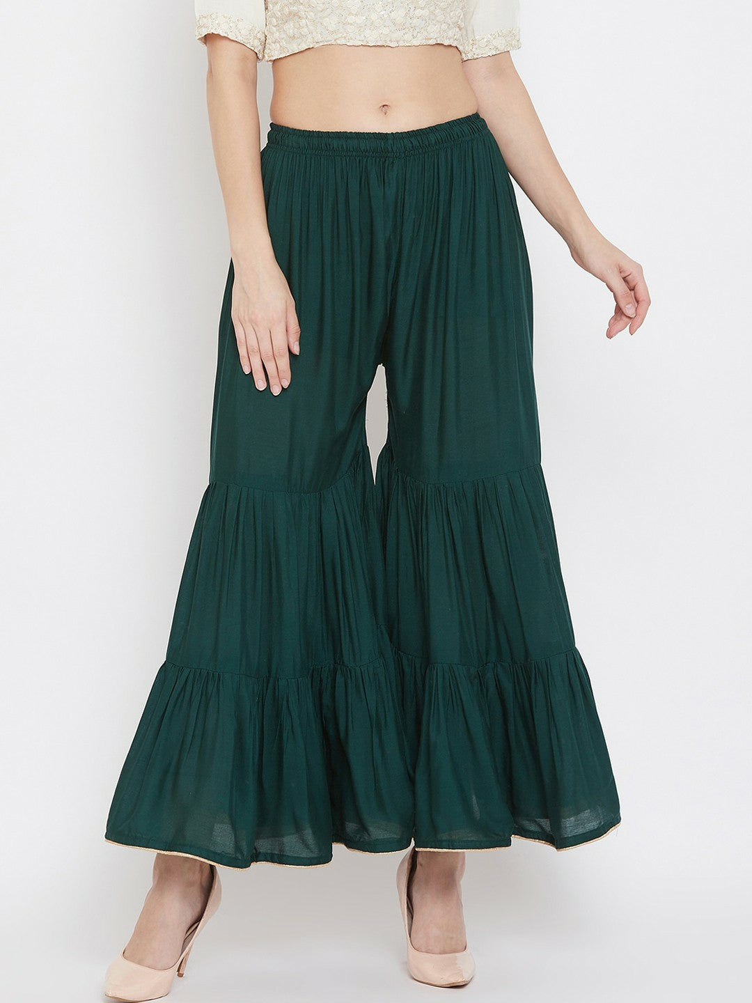 Teal & Gold Bohemian Harem Pants – Flared Palazzo, Gypsy Peasant Style | Indiaista