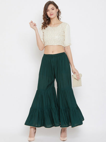 Teal & Gold Bohemian Harem Pants – Flared Palazzo, Gypsy Peasant Style | Indiaista