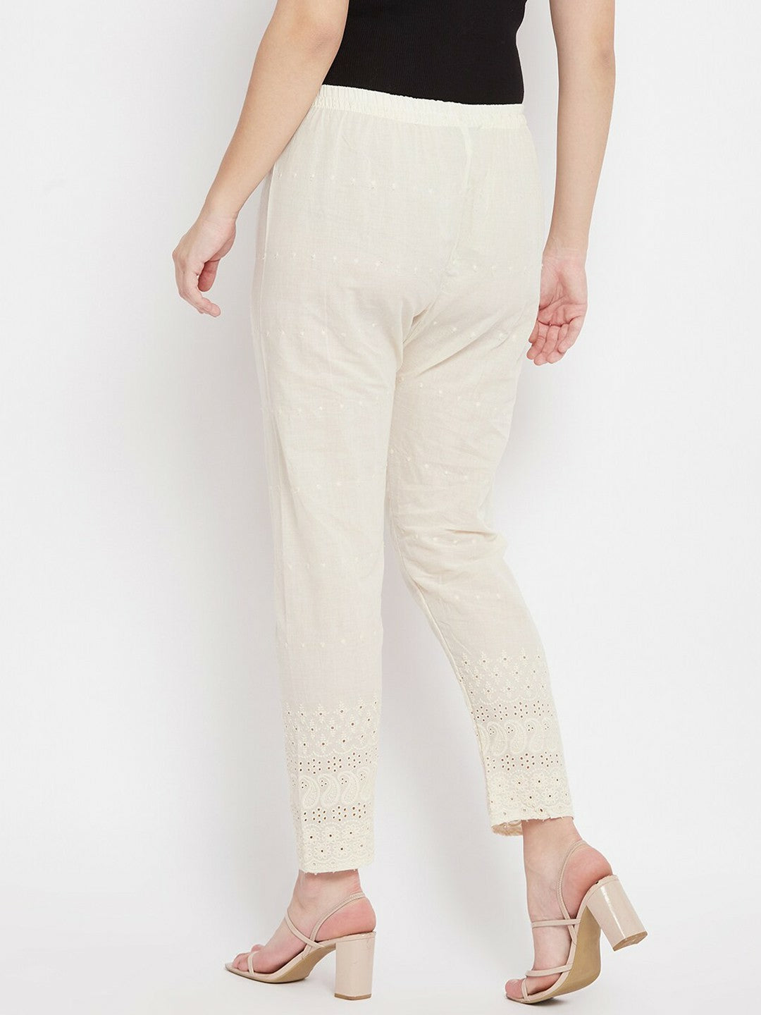 Cream Cotton Embroidered Harem Pants – Boho Gypsy Peasant Palazzos for Women | Indiaista