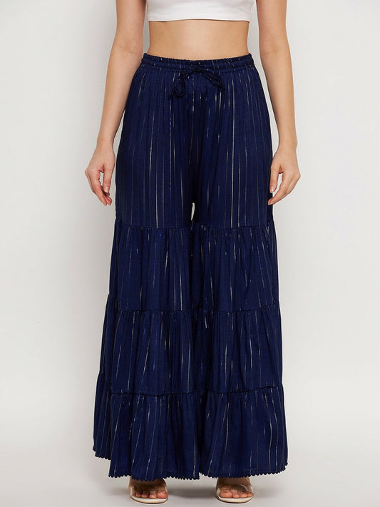 Navy Blue Embellished Harem Pants – Boho Gypsy Peasant Palazzo for Women | Indiaista