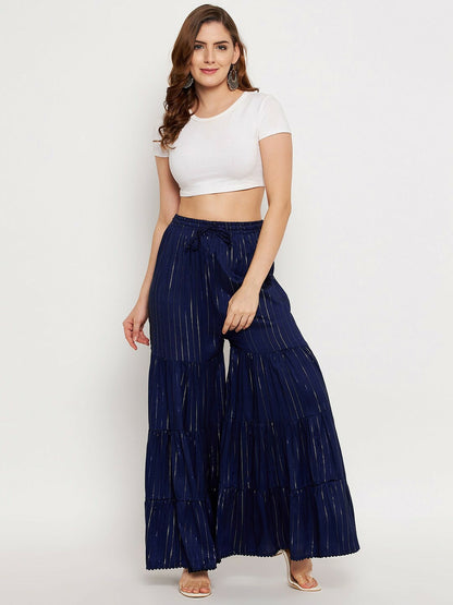 Navy Blue Embellished Harem Pants – Boho Gypsy Peasant Palazzo for Women | Indiaista