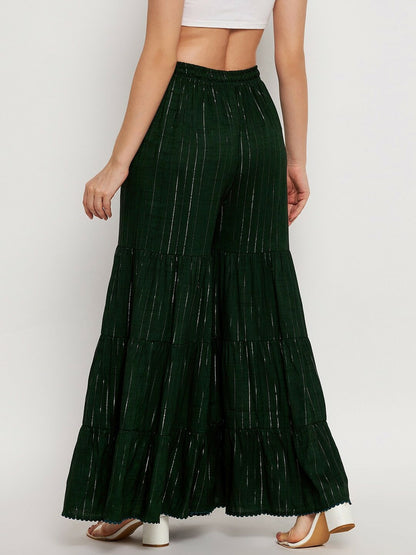 Women’s Green Striped Harem Pants – Boho Gypsy Peasant Style Flared Palazzos | Indiaista