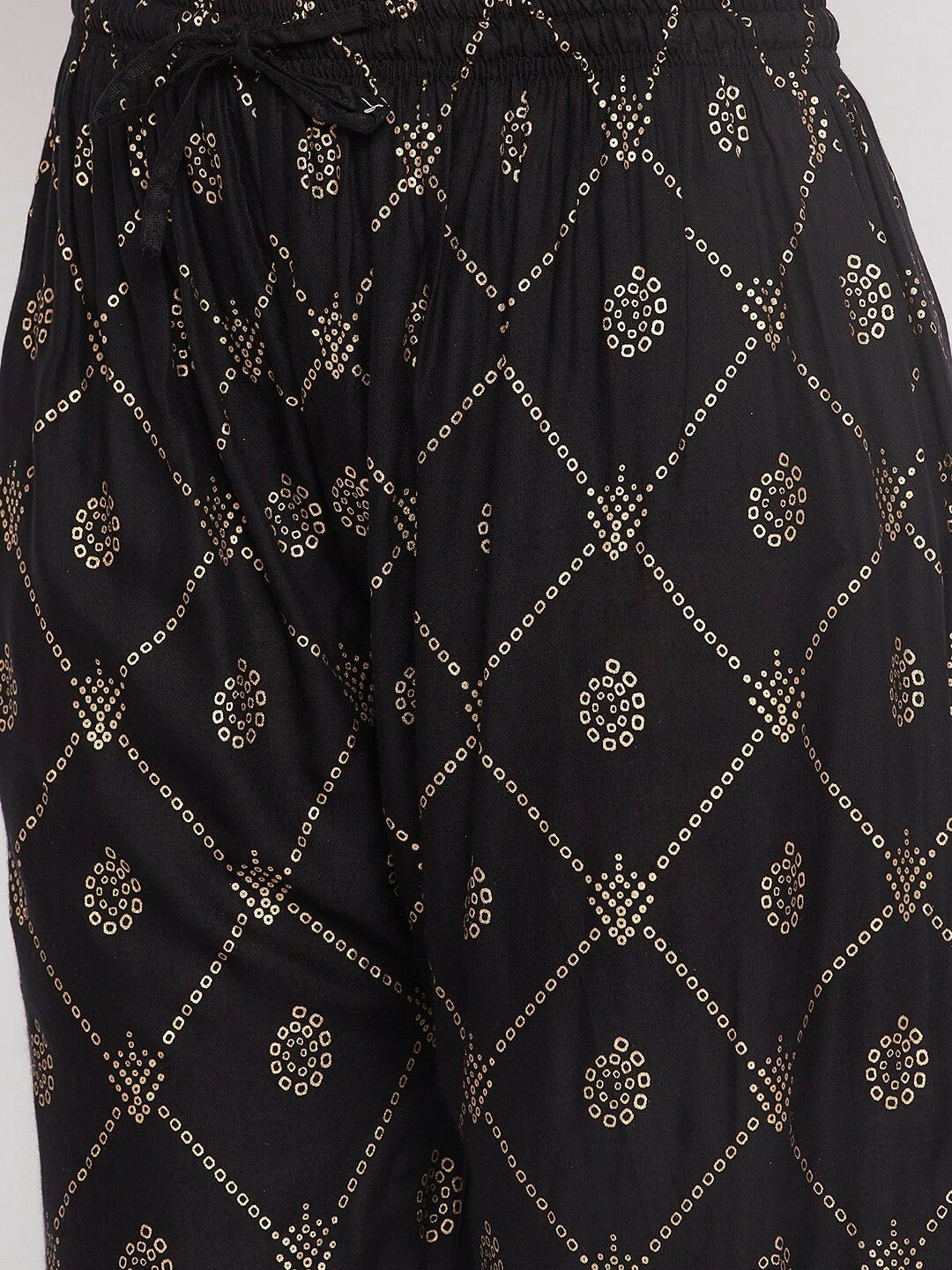 Black Ethnic Printed Boho Harem Pants – Peasant, Gypsy, Bohemian Style Palazzos | Indiaista