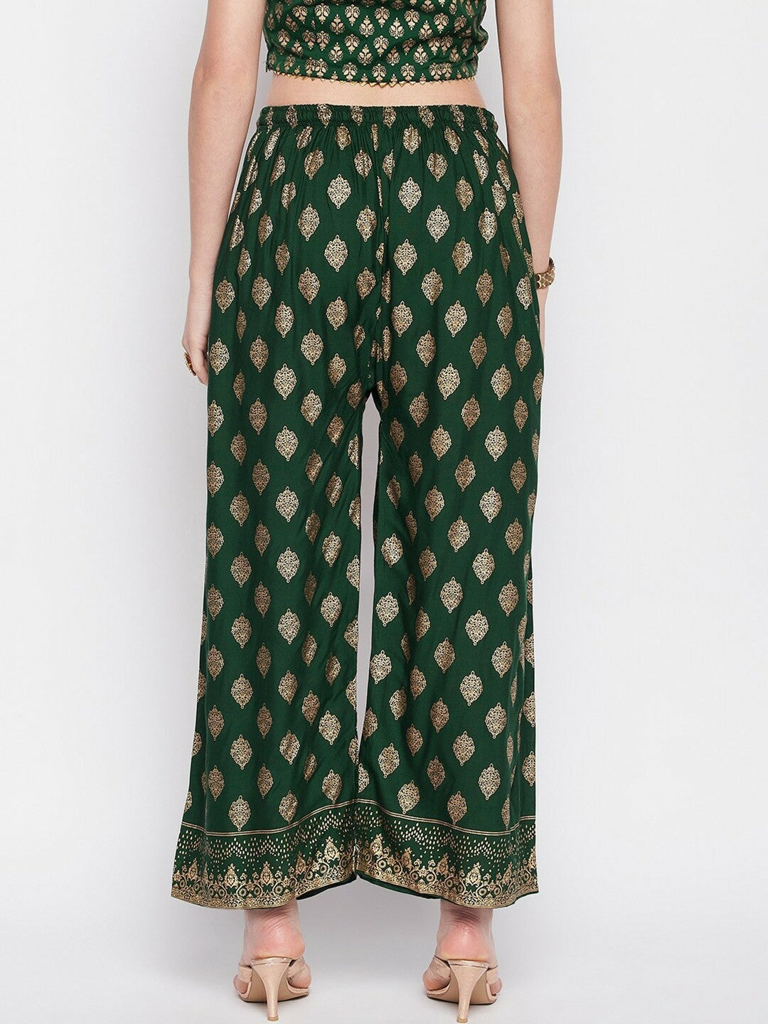 Green Boho Ethnic Printed Harem Pants – Women’s Peasant, Gypsy, Bohemian Palazzo | Indiaista