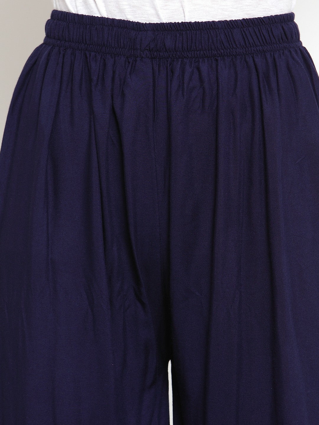 Navy Blue Boho Harem Peasant Pants – Flared Palazzo with Drawstring | Indiaista