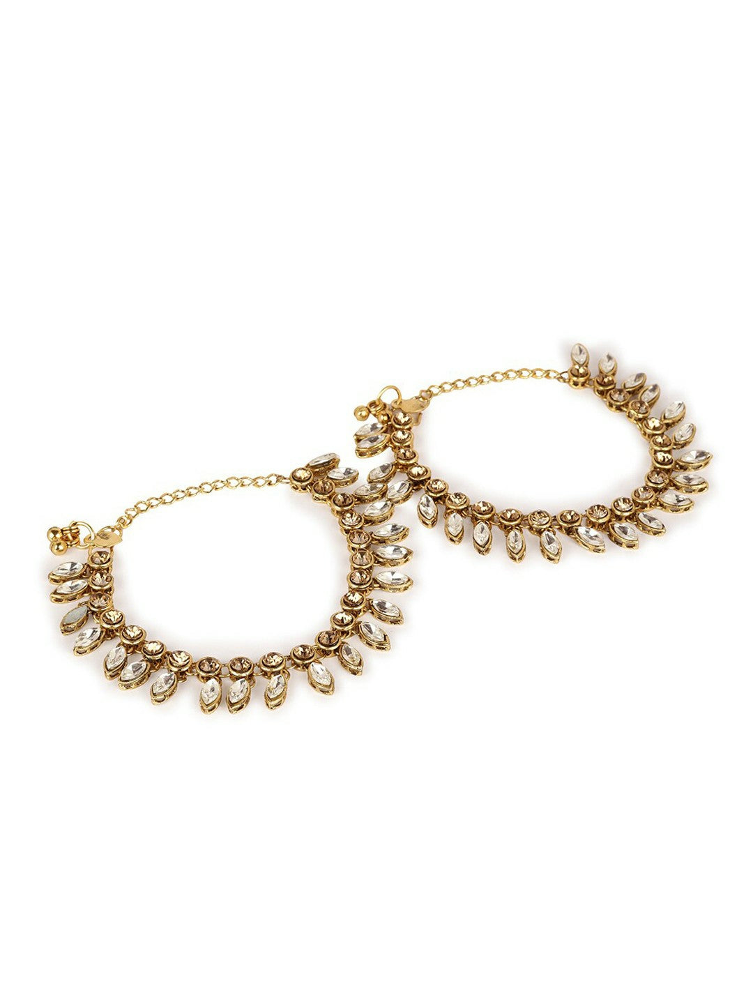 Gold-Plated Kundan-Studded Anklets – Traditional Indian Payal for Women & Girls